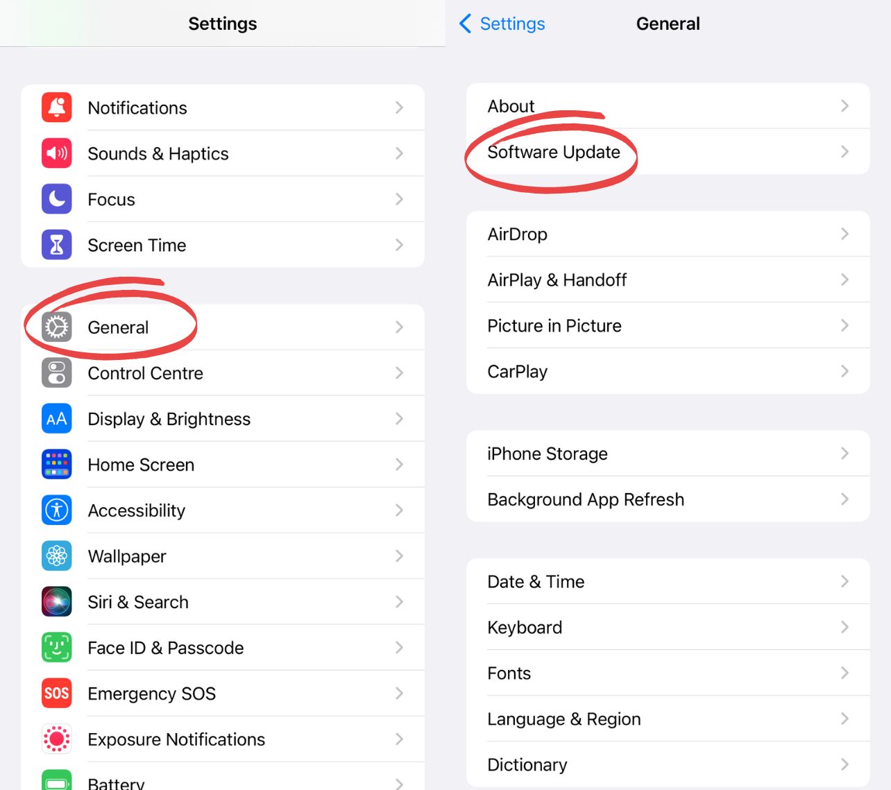 Update the iOS software