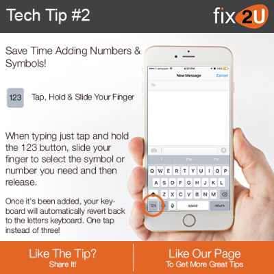 iPhone Tech Tip #2 - Save adding numbers & symbols. Brought to by fix2U - Australia Largest On-site Device Repair Service. iPhone Repair That Comes To You.